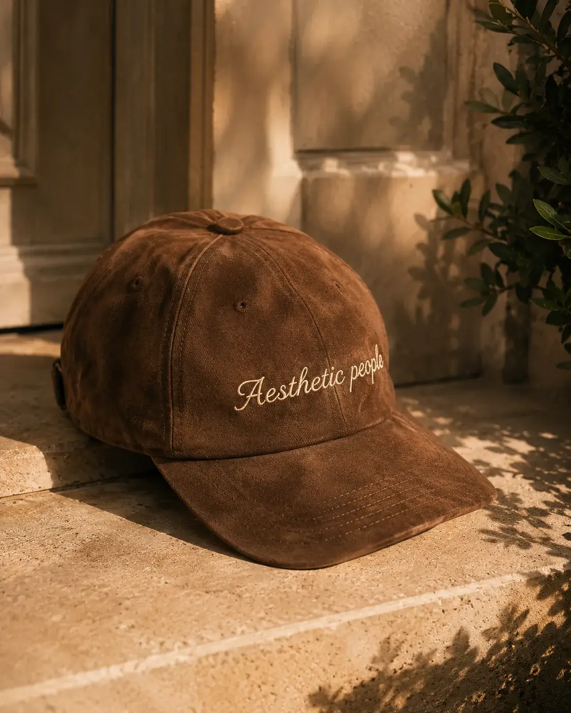 Casquette suède brodée à Paris
